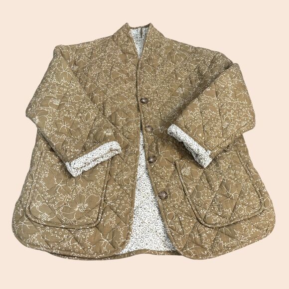 Marine Layer Jackets & Blazers - Marine Layer Arlo Quilted Jacket Womens S Green Floral Long Sleeve Button Front